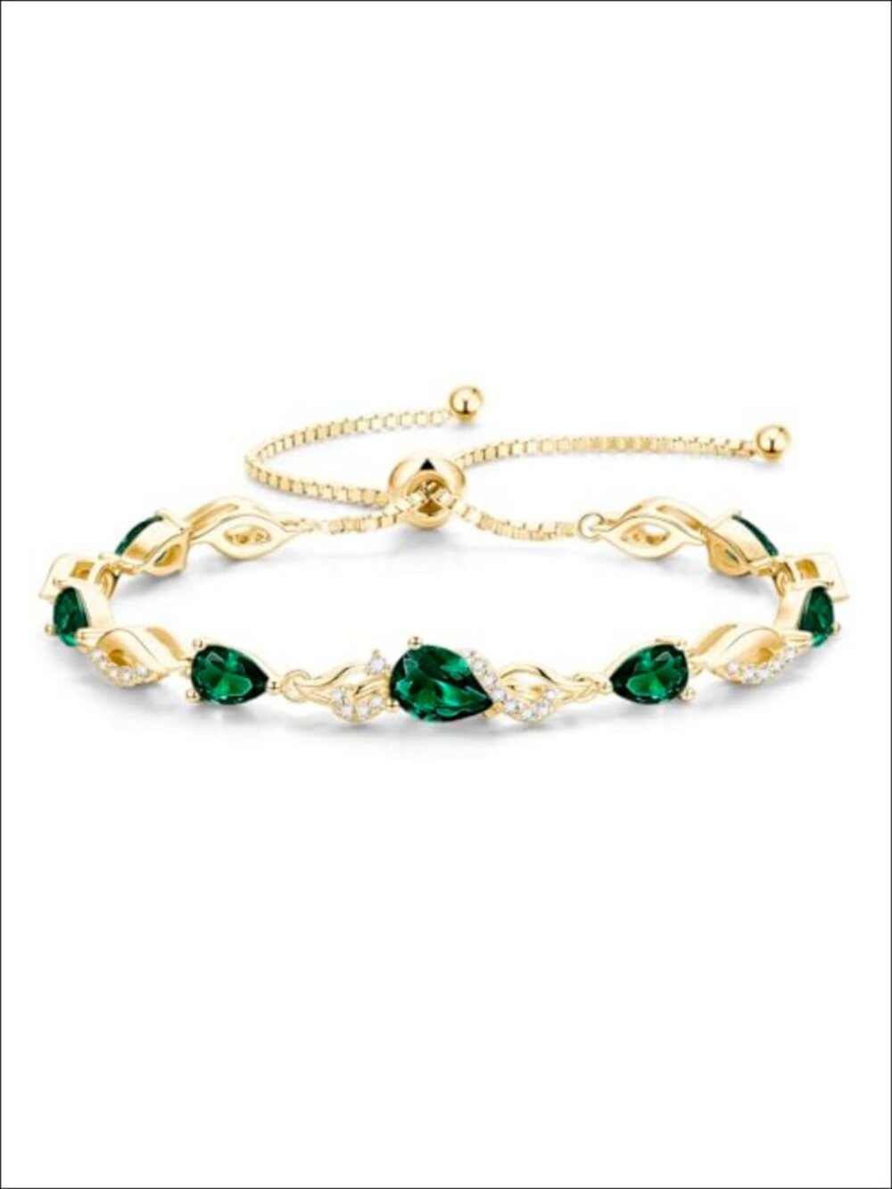Teardrop Tennis Bracelet 925 Sterling Silver 14K Gold Plated Adjustable